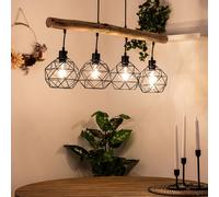 Plafonnier Pendule Vintage Poutres En Bois Salon Salle À Manger Lattice Suspension Lampe Noir