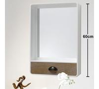RETRO Miroir mural commode étagère en MDF avec tiroir en bois aspect cosmétique blanc Boltze 1014423