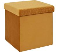 HOME DECO FACTORY - HD7402 Coffre Pouf Pliable Retro Moutarde - Mobilier Assise et Rangement pour Entrée, Salon, Chambre, Salle à Manger - 38x38x38 cm, Multicolore