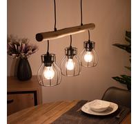 Rétro plafond suspendu lumière poutre en bois salon salle à manger éclairage cage projecteurs lampe à pendule noir naturel