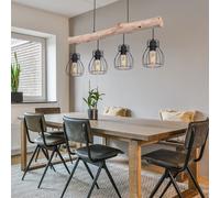 Design Plafond Suspendu Luminaire Poutres En Bois Pendule Spot Salle À Manger Rétro Treillis Lampe Globo 15326-4N
