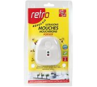 RETRO | RÉPULSIF ULTRASONS MOUCHES - MOUCHERONS | Blister de 1 émetteur portatif pour 40 m² | RUSMO2
