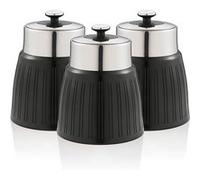 Retro Set 3 Boîtes de Rangement Cuisine 1,2L Hermétiques pour Pâtes Riz, Vintage SWAN SWKA1024BN Noir 6 G