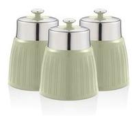 Retro Set 3 Boîtes de Rangement Cuisine 1,2L Hermétiques pour Pâtes Riz, Vintage SWAN SWKA1024GN Vert 10 G