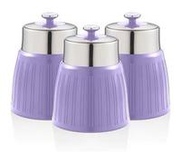 Retro Set 3 Boîtes de Rangement Cuisine 1,2L Hermétiques pour Pâtes Riz, Vintage, SWAN, SWKA1024PURN, , Violet Violet G