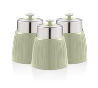 Retro Set 3 Boîtes de Rangement Cuisine 1,2L Hermétiques pour Pâtes Riz, Vintage SWKA1024GN