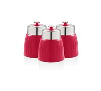 Retro Set 3 Boîtes de Rangement Cuisine 1,2L Hermétiques pour Pâtes Riz, Vintage,, SWKA1024RN, , Rouge