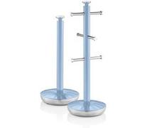 Retro Set Porte-Papier de Cuisine + Porte-Tasses pour 6 Tasses, Acier SWAN SWKA1054BLN Bleu 2 G