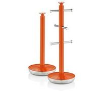Retro Set Porte-Papier de Cuisine + Porte-Tasses pour 6 Tasses, Acier SWKA1054ON Orange