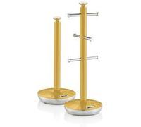 Retro Set Porte-Papier de Cuisine + Porte-Tasses pour 6 Tasses, Acier SWKA1054YELN Jaune