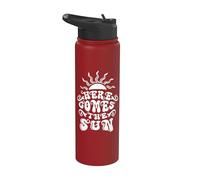 Retro Summer Beach Vacation Here Comes Sun Lover Sunshine Stainless Steel Insulated Water Bottle