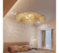 Rétro Suspension Bambou Naturel Lustre Campagne Vintage Tissé À La Main E27 Hauteur Réglable Pendentif Lumière Salle À Manger Villa Couloir Salon Chambre Éclairage Décoratif Lampe Suspendue Plafond