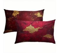 Rétro Taies d'oreiller 30x50 Housse Coussin Velours Lot de 2, Taie Oreiller Bordeaux, Housse de Coussin Exterieur Impermeable pour Salon de Jardin, Mode & Douce & Respirante & Résistantes S1-93