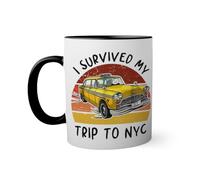 Retro Tom I Survived My Trip To NYC New York Tasse à l'intérieur de couleur noire avec poignée 330ml