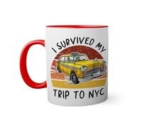 Retro Tom I Survived My Trip To NYC New York Tasse à l'intérieur de couleur rouge avec poignée 330ml