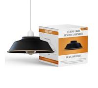 Rétro Vintage en métal facile à installer E27/B22 base industrielle pendentif en métal 22 cm abat-jour plaque réductrice lampes suspendues au plafond pour chambre à coucher, salon, (Ligne Or Noir)