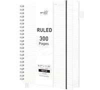 RETTACY Bloc-notes A4 à spirales, 300 pages/150 feuilles pour écrire, papier ligné 100 g/m², couverture en plastique souple, pour homme, travail, bureau, école, 21,5 x 27,9 cm - Transparent