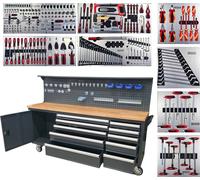 RETTER RS2 Chariot d'atelier Établi avec 10 tiroirs et compartiment à porte, 260 outils inclus