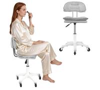 reukmuuc Office Desk Chair, Ergonomic Vanity Chair with Armless Faux Leather Design, Adjustable Height Rolling Computer Task Chairs, 360-Degree Swivel Seat for Home, Study, Salon Gris Clair