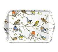 Plateau en mélamine Birds Meeting - 13 x 21 cm - Décoration pour la Maison - Oiseaux - Printemps - Branches - Rouge-Gorge