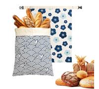 Reusable Bread Bag Reusable Washable Safe Portable Storage | Reusable beeswax bread bags, two-pack with closure, natural beeswax-lined cotton storage bags, suitable for sourdough