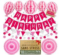 Réutilisable Rose et Platine Kit Anniversaire Fille - Décoration Anniversaire Princesse en Papier avec Guirlande, Fanion, déco anniversaire femme et enfantn di Itsy Bitsy Party Co.