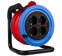 REV 0011043812 Enrouleur de câble intérieur avec 4 prises de terre Bleu 15 m