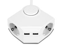 REV Multiprise 2x, 2x USB, pour montage en angle, 1,5 m, blanc