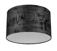 REV - Abat-jour rond au look vintage en coton de qualité supérieure de 42 cm de diamètre - Abat-jour de rechange pour suspension et lampadaire en noir - Douille E27