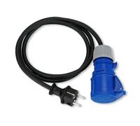 REV Adaptateur Caravan, fiche de sécurité et connecteur CEE IP44. 1,5 m 3500 W, Noir