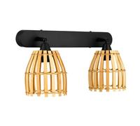 REV Applique murale LED pour intérieur - 2x E14, 38 x 13 x 20 cm, lampe LED pour salon et chambre à coucher, applique murale aspect rotin