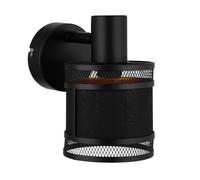 REV Applique murale vintage 1 lampe E14 orientable métal & tissu noir | Élégant spot vintage orientable, douille E14, métal avec abat-jour textile noir - parfait pour salon et chambre