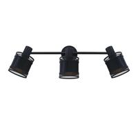 REV - Applique ou plafonnier à 3 lampes au look vintage avec douille E14 - Plafonnier orientable en métal et revêtement en tissu noir - Applique pour salon, chambre et couloir