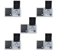 REV AquaForm Lot de 5 prises de courant - Combinaison d'interrupteurs A/W IP44, bipolaire, montage en saillie, horizontal, gris