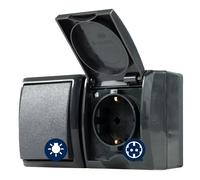 REV AquaForm, prise - Combinaison d'interrupteurs A/W, IP44, bipolaire, montage en saillie, anthracite
