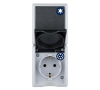 REV AquaForm, prise - Combinaison d'interrupteurs A/W, IP44, unipolaire, montage en saillie, verticale, gris