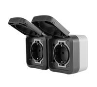 REV AquaStorm 0004090400 Prise double pour pièces humides, IP44, bipolaire, montage en saillie, horizontal, anthracite