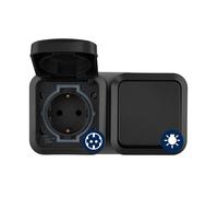 REV AquaStorm 0004970400 Prise murale avec interrupteur A/W, IP55, montage horizontal, anthracite