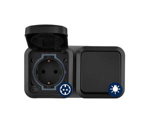 REV AquaStorm 0004970400 Prise murale avec interrupteur A/W, IP55, montage horizontal, anthracite
