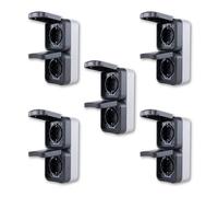 REV AquaStorm Lot de 5 prises doubles - Prise pour pièces humides IP55, bipolaire, montage en saillie verticale, 230 V, 16 A, anthracite