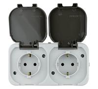REV AquaTop Prise pour pièces humides, IP44, unipolaire, pré-câblée, montage en saillie, gris