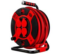 REV Enrouleur de câble, 40 m, H07RN, IP44, 3000 W, câble de rallonge, extérieur, 4 prises, interrupteur thermique, rouge