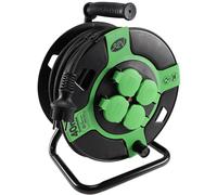 REV Enrouleur de câble plastique 40m IP 44 4-fois noir vert