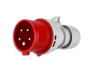 REV Fiche CEE 16A 400V Rouge, 5 pôles, 3 Phases + N + PE, IP44, Prise Industrielle triphasée