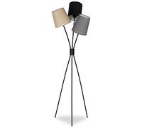 REV Lampadaire à 3 lumières au look vintage avec interrupteur à pied - Lampadaire de salon avec 3 abat-jours en tissu et douille E27 - 160 cm