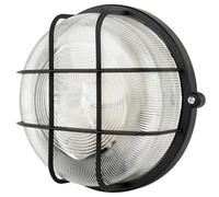 REV Lampe LED pour pièces humides - Ronde, IP44, 7 W, 600 lm, 3000 K, idéale comme applique murale ou plafonnier - Lampe d'atelier, lampe de cave, noire