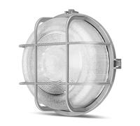 REV Lampe pour pièces humides - Lampe ronde pour pièces humides, idéale comme applique murale ou plafonnier - Lampe d'atelier, lampe de cave jusqu'à 60 W, culot E27, IP44, argent