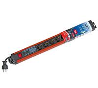 REV Multiprise avec ÜSS + filtre d'alimentation, rouge/gris, 9x, 9x contact de protection, avec interrupteur, 4m de conduite d'alimentation
