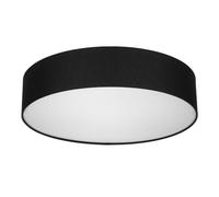 REV Plafonnier noir - 50cm, rond, avec abat-jour en tissu | Abat-jour élégant en tissu de lin | avec six douilles E27 incluses | idéal pour les espaces de vie et la chambre à coucher