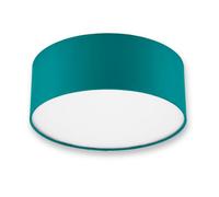 REV plafonnier salon - 30cm, rond, avec abat-jour en tissu, pétrole | Abat-jour moderne en coton | avec deux douilles E27 incluses | idéal pour la chambre à coucher et les espaces de vie